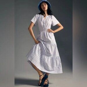 Anthropologie Somerset Maxi Dress Sky Stripe Size L